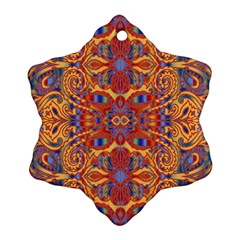 Oriental Watercolor Ornaments Kaleidoscope Mosaic Ornament (snowflake)  by EDDArt