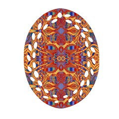 Oriental Watercolor Ornaments Kaleidoscope Mosaic Ornament (oval Filigree)  by EDDArt