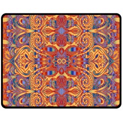 Oriental Watercolor Ornaments Kaleidoscope Mosaic Double Sided Fleece Blanket (medium)  by EDDArt