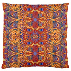 Oriental Watercolor Ornaments Kaleidoscope Mosaic Large Flano Cushion Case (one Side) by EDDArt