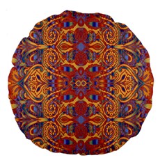 Oriental Watercolor Ornaments Kaleidoscope Mosaic Large 18  Premium Flano Round Cushions by EDDArt