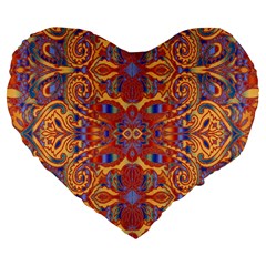 Oriental Watercolor Ornaments Kaleidoscope Mosaic Large 19  Premium Flano Heart Shape Cushions by EDDArt