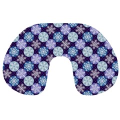 Snowflakes Pattern Travel Neck Pillows by DanaeStudio