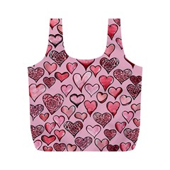 Artistic Valentine Hearts Full Print Recycle Bags (m)  by BubbSnugg