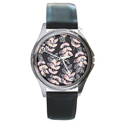 Winter Beautiful Foliage  Round Metal Watch by DanaeStudio