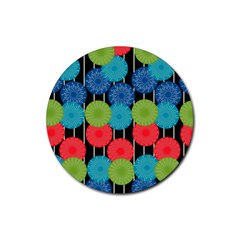 Vibrant Retro Pattern Rubber Round Coaster (4 Pack)  by DanaeStudio