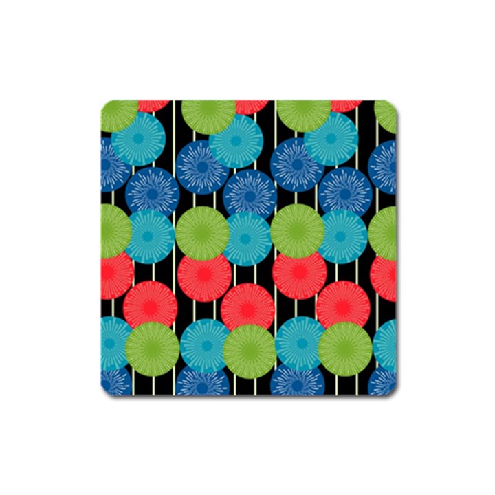 Vibrant Retro Pattern Square Magnet