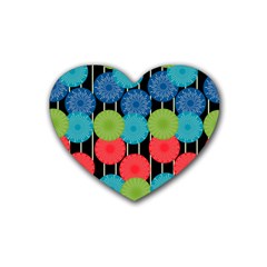 Vibrant Retro Pattern Heart Coaster (4 Pack)  by DanaeStudio