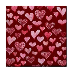 Watercolor Valentine s Day Hearts Tile Coasters