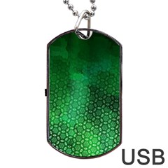 Ombre Green Abstract Forest Dog Tag Usb Flash (two Sides)  by DanaeStudio