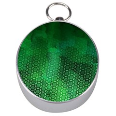 Ombre Green Abstract Forest Silver Compasses by DanaeStudio