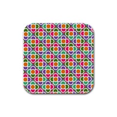 Modernist Floral Tiles Rubber Square Coaster (4 Pack)  by DanaeStudio