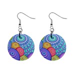 India Ornaments Mandala Balls Multicolored Mini Button Earrings Front