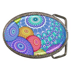 India Ornaments Mandala Balls Multicolored Belt Buckles by EDDArt