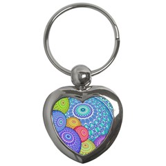 India Ornaments Mandala Balls Multicolored Key Chains (heart)  by EDDArt