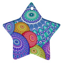 India Ornaments Mandala Balls Multicolored Star Ornament (two Sides)  by EDDArt