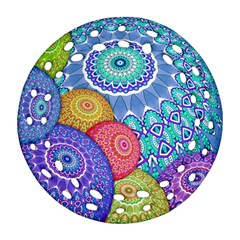 India Ornaments Mandala Balls Multicolored Round Filigree Ornament (2side) by EDDArt