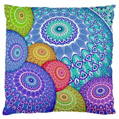 India Ornaments Mandala Balls Multicolored Large Cushion Case (two Sides) by EDDArt