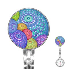 India Ornaments Mandala Balls Multicolored Stainless Steel Nurses Watch by EDDArt