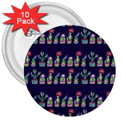 Cute Cactus Blossom 3  Buttons (10 Pack)  by DanaeStudio