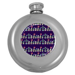 Cute Cactus Blossom Round Hip Flask (5 Oz) by DanaeStudio