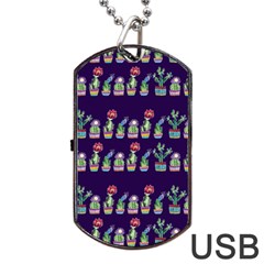 Cute Cactus Blossom Dog Tag Usb Flash (two Sides)  by DanaeStudio