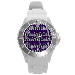 Cute Cactus Blossom Round Plastic Sport Watch (l) by DanaeStudio