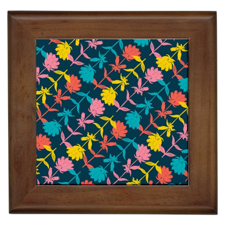 Colorful Floral Pattern Framed Tiles