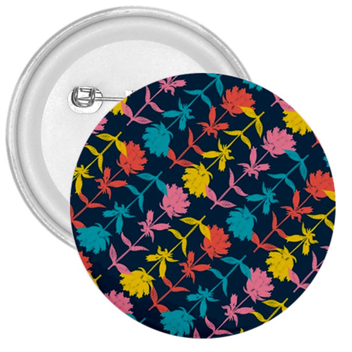 Colorful Floral Pattern 3  Buttons