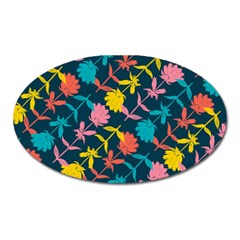 Colorful Floral Pattern Oval Magnet by DanaeStudio