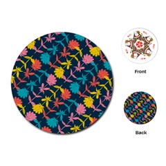 Colorful Floral Pattern Playing Cards (round)  by DanaeStudio