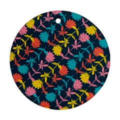 Colorful Floral Pattern Round Ornament (two Sides)  by DanaeStudio