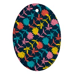 Colorful Floral Pattern Oval Ornament (two Sides)