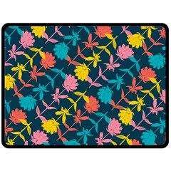 Colorful Floral Pattern Fleece Blanket (large) 