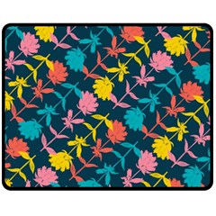 Colorful Floral Pattern Fleece Blanket (medium)  by DanaeStudio