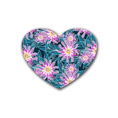 Whimsical Garden Rubber Coaster (heart)  by DanaeStudio