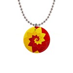 Flower Blossom Spiral Design  Red Yellow Button Necklaces Front