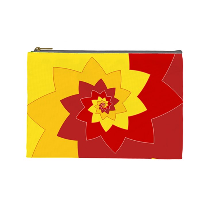 Flower Blossom Spiral Design  Red Yellow Cosmetic Bag (Large) 