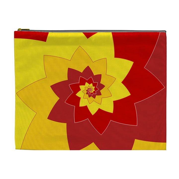 Flower Blossom Spiral Design  Red Yellow Cosmetic Bag (XL)