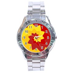 Flower Blossom Spiral Design  Red Yellow Stainless Steel Analogue Watch by designworld65