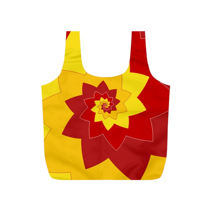 Flower Blossom Spiral Design  Red Yellow Full Print Recycle Bags (S) 
