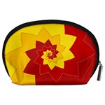 Flower Blossom Spiral Design  Red Yellow Accessory Pouches (Large)  Back