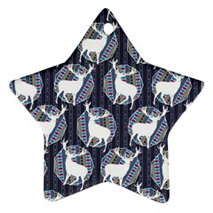 Geometric Deer Retro Pattern Ornament (star)  by DanaeStudio