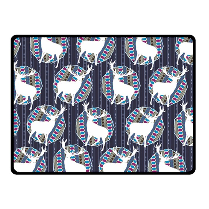 Geometric Deer Retro Pattern Fleece Blanket (Small)