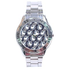 Geometric Deer Retro Pattern Stainless Steel Analogue Watch by DanaeStudio