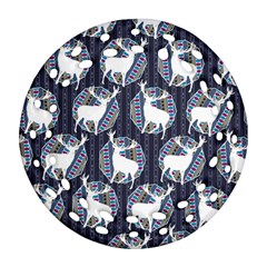 Geometric Deer Retro Pattern Ornament (round Filigree)  by DanaeStudio