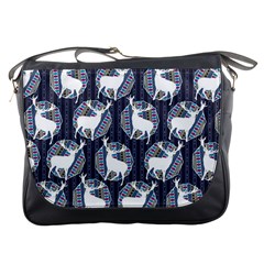 Geometric Deer Retro Pattern Messenger Bags by DanaeStudio