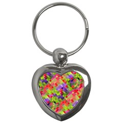 Colorful Mosaic Key Chains (heart)  by DanaeStudio