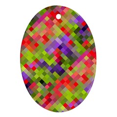 Colorful Mosaic Oval Ornament (two Sides) by DanaeStudio