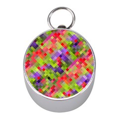 Colorful Mosaic Mini Silver Compasses